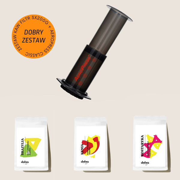 Zestaw AeroPress Original Classic + 3x200g kawy pod filtr