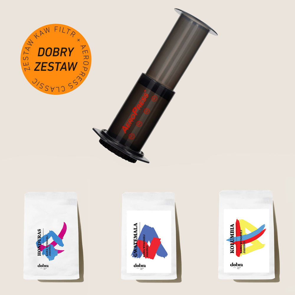 Zestaw AeroPress Original Classic + 3x200g kawy pod filtr