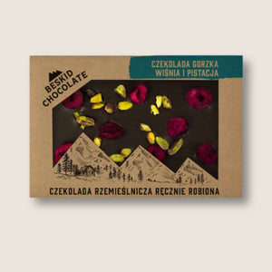 Czekolada gorzka z wiśnią i pistacjami