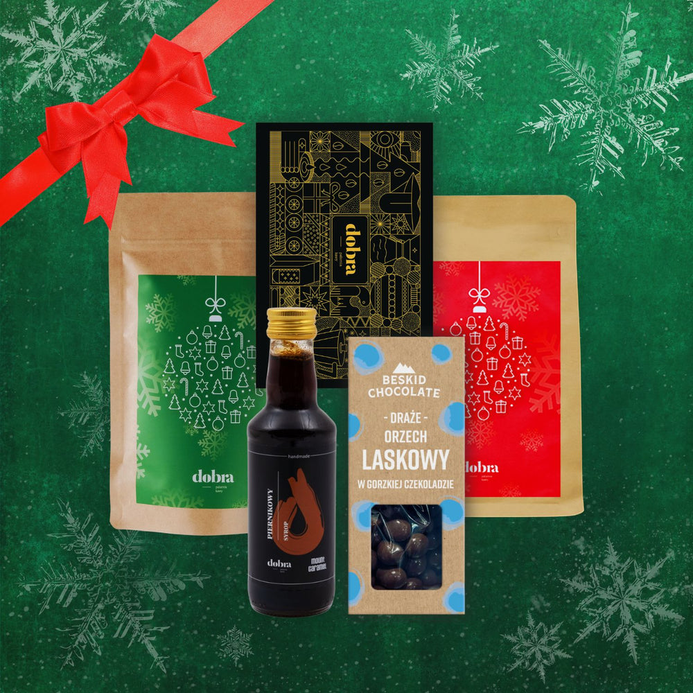 Zestaw Świąteczny Kawa, Zioła, Syrop, Czekolada i Orzechy w czekoladzie