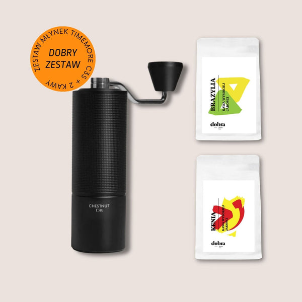 Zestaw Młynek do kawy TIMEMORE C3S - czarny + 2x200g kawy pod filtr