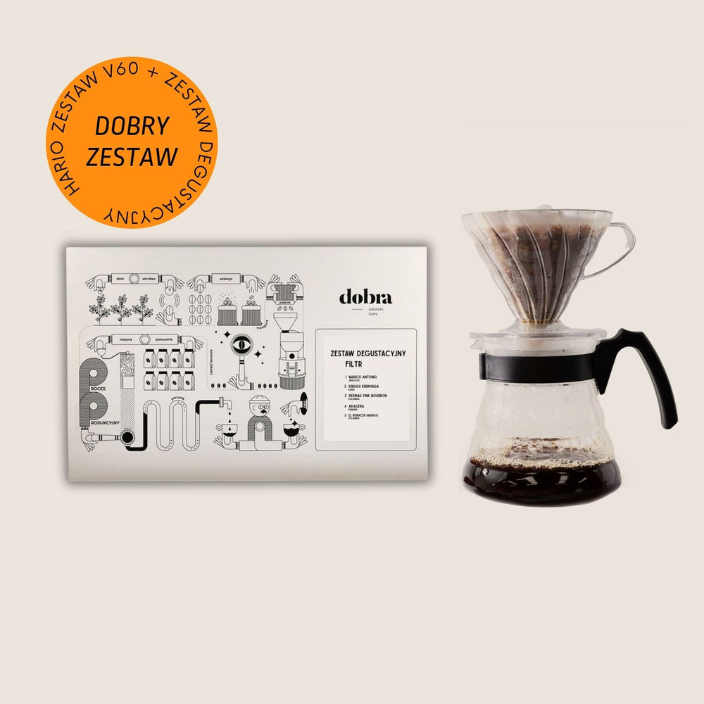 Zestaw degustacyjny kaw 5x 100g + HARIO V60 CRAFT SET