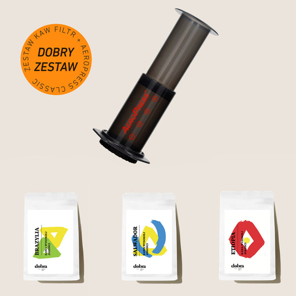 Zestaw AeroPress Original Classic + 3x200g kawy pod filtr